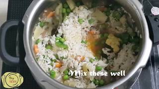 Simple Veg Pulao For Bachelors  One Pot Rice Recipe For Beginners  Mix Veg Pulao In Cooker [upl. by Ecnerwaled982]