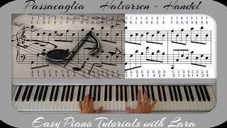 Passacaglia HandelHalvorsen  Easy Slow Piano Tutorial [upl. by Yukio]