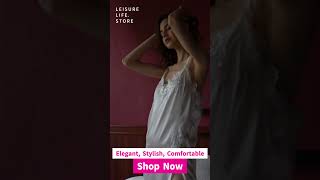 How to start the day elegantly in LEISURE LIFE pajamasWhiteLaceNightdress ElegantNightwear Nightd [upl. by Aidroc]