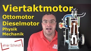 Viertaktmotor  Ottomotor  Dieselmotor  Mechanik  Physik  Lehrerschmidt [upl. by Pruchno]