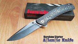 KERSHAW STARTER FRAMELOCK FOLDING KNIFE ASSIST OPEN BLACKWASH FLIPPER  1301BW [upl. by Adohr438]