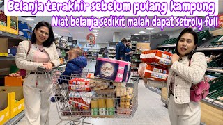 BELANJA TERAKHIR SEBELUM PULANG KAMPUNG  NIAT BELANJA SEDIKIT MALAH DAPAT SETROLY FULL [upl. by Lemrahs656]