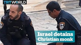 Israeli police arrests a Christian monk and beats other protesters [upl. by Llehcam795]