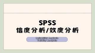 【SPSS 操作】信度分析 Reliability Analysis｜效度分析 Validity Analysis [upl. by Sontich660]