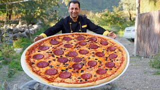 Amazing Giant pizza recipe  Homemade spicy pizza recipe  Wilderness Cooking Pizzas by Tavakkul [upl. by Aurelie]