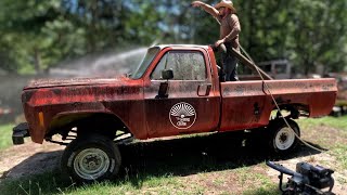 SQUARE BODY CHEVY SAVED From The Scrap Yard GMC FIRST LOOK Truck sat for 20 years [upl. by Attenrad140]