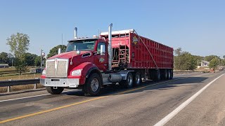 truck spotting red kenworth pitsch truck 91924 [upl. by Patton19]