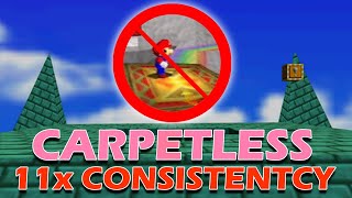 Super Mario 64 CARPETLESS DONE 11 Times in a row [upl. by Yelsehc]