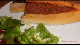 Pide mit Hackfleisch SpinatFeta Rezept  Kiymali Pide Ispanakli Pide tarifi  türkisch [upl. by Dubenko]