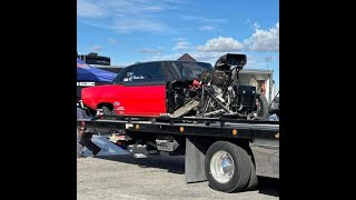 Brandon James Street Outlaws 130mph Blowover Slow Motion [upl. by Edge]