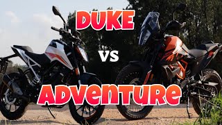 The Ultimate Showdown KTMs 390 Duke vs 390 Adventure with Spoked Wheels [upl. by Etnod]