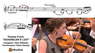 Schindlers List  Violin  Sheet music play along muzisub [upl. by Kablesh]