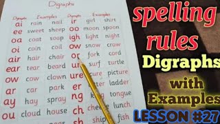 Digraphs with Examples  consonant digraphs  English reading rules [upl. by Nelda]