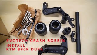 HOW TO INSTALL EVOTECH CRASH BOBBINS ON 2021 KTM 890R DUKE [upl. by Weight]