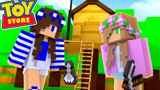 THE LITTLE CARLY DOLL AND LITTLE KELLY DOLL GET A TREEHOUSE Minecraft Toystore [upl. by Hannahoj]