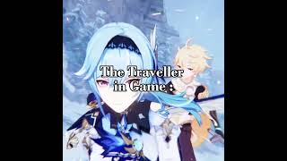 Traveler In game vs Lore wise Subscribe genshinimpact edit shorts [upl. by Aplihs]