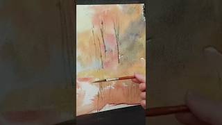 How to paint trees with the sword liner brush in watercolour sundaysketching artclass quickdraw [upl. by Golter712]