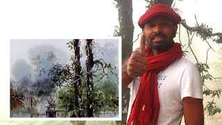 Plein Air Watercolor Painting  Watercolour Outdoor Tutorial  Foggy Mist Trees Landscape [upl. by Ping]