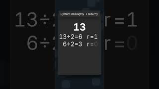 system DZIESIĘTNY na BINARNY  Przeliczanie systemów liczbowych shorts [upl. by Edrahc117]