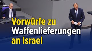 „Wir haben und werden liefern“ Scholz dementiert Vorwürfe von Merz zu Waffenlieferungen an Israel [upl. by Einnos]