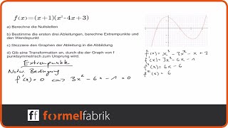 Kurvendiskussion Klausuraufgabe Funktion 3 Grades OHNE GTR [upl. by Ailsun486]