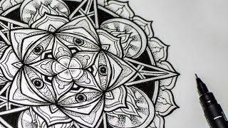 Relaxing Pentagram Mandala Drawing Process [upl. by Ahsia510]