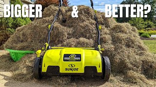 DIY Dethatching Using 15” Sunjoe Dethatcher amp Scarifier  Spring amp Fall Lawn Care [upl. by Drolet]