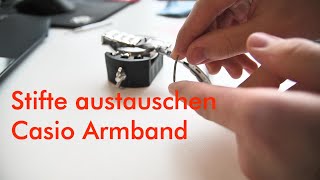 Reparatur Casio Armband verbogener Stift  Federsteg [upl. by Leirda]