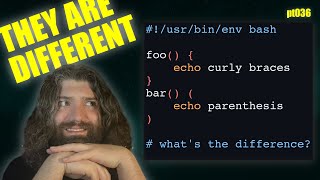 Parenthesis vs Curly Braces in Bash Function Declarations  You Suck at Programming 036 [upl. by Boarer]