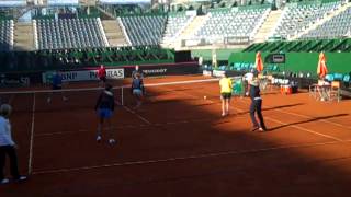 The Aegon GB Fed Cup Team in Buenos Aires Argentina warm up on court [upl. by Leahcimnaes]