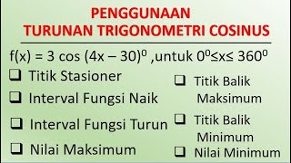 Titik stasioner fungsi trigonometri Cosinus  fungsi naik dan turun titik balik maksimum minimum [upl. by Aileon791]