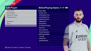 Efootball 2023 Benzema Balon Dor Stats FM22 to PES 2021 [upl. by Amolap851]