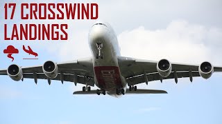 Epic CROSSWIND LANDINGS at London Heathrow 17 Big Planes 15th July 2023 [upl. by Deland]