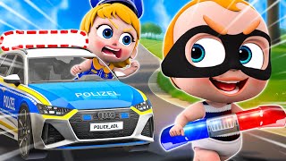 Police Girl Chase Smart Thief 👮🏻‍♀️🚨  Little Police Song  NEW✨ Nursery Rhymes For Kids [upl. by Zeb]