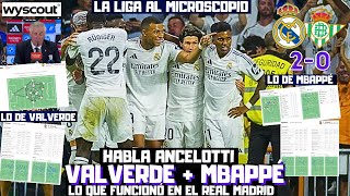 EL RECITAL DE VALVERDE MBAPPÉ LO DE CEBALLOS Y MÁS HABLA ANCELOTTI WYSCOUT REAL MADRID vs BETIS [upl. by Hefter825]