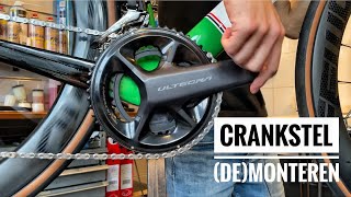 Zo kun je je CRANKSTEL van Shimano monteren en demonteren  Racefiets gravelfiets en mountainbike [upl. by Gnohp]