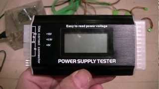 Using a quotPower Supply Testerquot to test an ATX computer PSU and a voltmeter too [upl. by Amliv72]