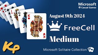 Microsoft Solitaire Collection  Daily Challenge  FreeCell Medium  August 9th 2024  20240809 [upl. by Ateiram]