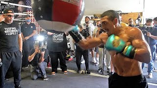 TEOFIMO LOPEZ LANDING MONSTER POWER PUNCHES WHILE BUMPING CLASSICAL MUSIC IN WORKOUT FOR KAMBOSOS JR [upl. by Mayor445]