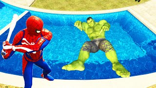 SPIDERMAN amp Superheroes Team Pool Parkour in GTA 5 [upl. by Aicilaana]