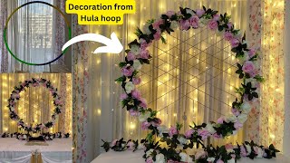 Ganpati decoration 2023  Hula Hoop Decoration  Flower decoration ideas home DIY  Simple and easy [upl. by Asquith]