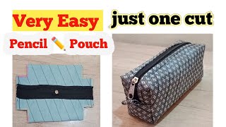 Easy Pencil pouch making at home box pouchzipper pouch [upl. by Arraes508]