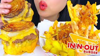 InNOut Burger Flying Dutchman with Grilled Onions and Animal Style Fries ASMR Mukbang [upl. by Ninazan]