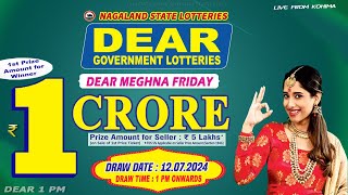 DEAR MEGHNA FRIDAY WEEKLY DEAR 1 PM ONWARDS DRAW DATE 12072024 NAGALAND STATE LOTTERIES [upl. by Latin455]