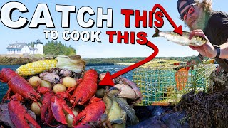 Turning Alewifes into Lobsters  Maine Lobster Buried Catch and Cook on a Island [upl. by Kerekes919]