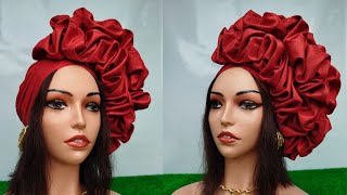 How to make Full Ruffle Turban turbantutorial turban trending [upl. by Ellerrad]