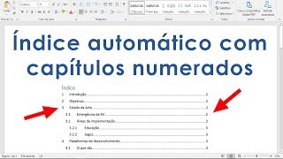 Índice automático com capítulos numerados de um documento Word  Tutorial Word [upl. by Eicrad]