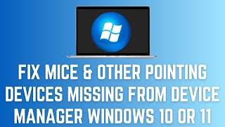 Mice And Other Pointing Devices Mouse amp Touchpad Driver Missing From Device Manager Windows 1011 [upl. by Jabin]