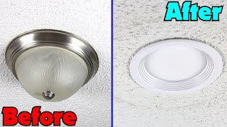 How to Install LED Canless Recessed lighting  Upgrade Flush Mounted Lights [upl. by Ecyoj]