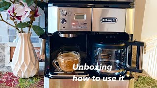 Unboxing and How to Use the Delonghi combination Coffee Machinereview [upl. by Ydac]